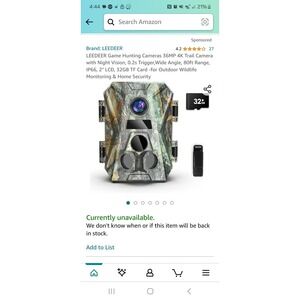 LEEDEER Game Hunting Cameras 36MP 4K Trail Camera with Night Vision 32GB SD card